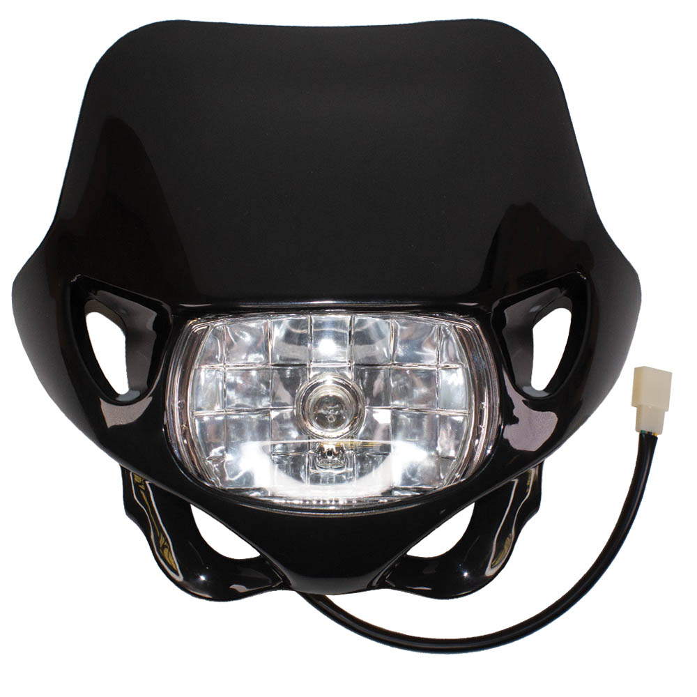 HEADLIGHT UNIT MX/ENDURO STYLE UNIVERSAL HI/LOW BEAM BLACK